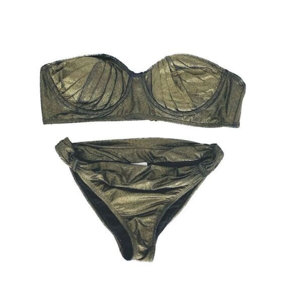 Zac Posen for Target Metallic Gold Bikini Set - Top Size XL / Bottom Size M